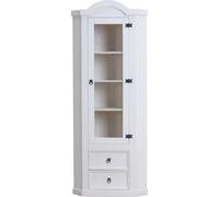 New Mexico Armoire d'angle avec 1 porte vitrée et 2 tiroirs, blanc ciré.
