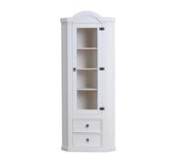New Mexico Armoire d'angle avec 1 porte vitrée et 2 tiroirs, blanc ciré.