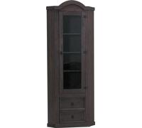 New Mexico Armoire d'angle avec 1 porte vitrée et 2 tiroirs, teinte/cire dans un style colonial.