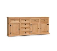 New Mexico Buffet avec 7 tiroirs et 3 portes, largeur 200 cm, hauteur 84 cm, délavé/ciré.