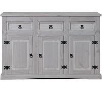 New Mexique Armoire, largeur 132 cm, hauteur 84 cm, avec 3 tiroirs et 3 portes, en gris.