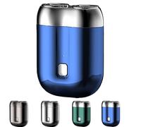 New Model Mini Dual-Head Electric Shaver, for Men USB Rechargeable, Double Head Razor, Waterproof Compact Pocket Shaver, Portable Electric Travel Razor with Magnetic Heads. (BLUE)