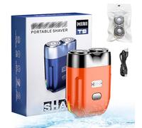 New Model Mini Dual-Head Electric Shaver, Mini Dual Head Electric Razor, Mini Portable Electric Shaver, Travel Razor, Ipx7 Waterproof, Type-C Charging, with Replaceable Magnetic Blade (Orange)