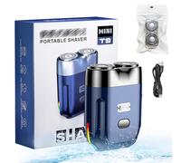New Model Mini Dual-Head Electric Shaver, Mini Dual Head Electric Razor, Mini Portable Electric Shaver, Travel Razor, Ipx7 Waterproof, Type-C Charging, with Replaceable Magnetic Blade (Blue)