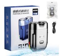 New Model Mini Dual-Head Electric Shaver, Mini Dual Head Electric Razor, Mini Portable Electric Shaver, Travel Razor, Ipx7 Waterproof, Type-C Charging, with Replaceable Magnetic Blade (Silver)