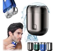 New Model Mini Dual-Head Electric Shaver, New Upgrade Pocket Shaver USB Mini Shavers, Double-Ring Magnetic Cutter, Rechargeable Waterproof Compact Electric Shaver for Home, Car, Travel, USB (Gray)