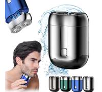 New Model Mini Dual-Head Electric Shaver, New Upgrade Pocket Shaver USB Mini Shavers, Double-Ring Magnetic Cutter, Rechargeable Waterproof Compact Electric Shaver for Home, Car, Travel, USB (Silver)