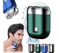 New Model Mini Dual-Head Electric Shaver, New Upgrade Pocket Shaver USB Mini Shavers, Double-Ring Magnetic Cutter, Rechargeable Waterproof Compact Electric Shaver for Home, Car, Travel, USB (Green)