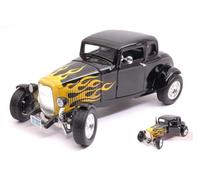 New MOTORMAX MTM73171BKY Ford Hot Rod Window Coupe' 1932 Black/Yellow Flame 1:18