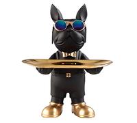 New Multicolore Bouledogue Français Statue Résine Bouledogue Sculpture Abstrait Animal Figurines Titulaire Statue Maison Ornement De Bureau Bureau Décor À La Maison (Noir)