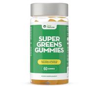 New Nature Super Greens Gummies - Complément aux Poudres de Fruits et Légumes, Chlorella & Bacillus Coagulans - 60 Gommes Saveur Citron & Orange - Sans Gélatine