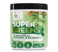 New Nature Super Greens Poudre 250g - Mélange de 15 superaliments - Vegan, Sans Sucre, Sans Additifs - 50 Portions - Fabriqué en Allemagne