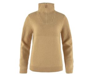 NEW - Official Fjallraven Womens Ovik Half Zip Knit Dune Beige
