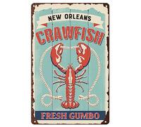 New Orleans Crawfish Fresh Gumbo $ 1 - Décoration murale vintage de cuisine française - Pour cuisine, bar, restaurant - 20,3 x 30,5 cm