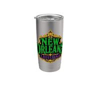 New Orleans Louisiana Lampadaire Mardi Gras Couleurs Vieillies Gobelet isotherme en acier inoxydable double paroi
