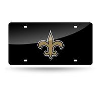 New Orleans Saints Deluxe Mirrored Laser Cut License Plate by Rico