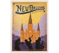 New Orleans : The Big Easy, Affiche vintage - Puzzle de qualité supérieure de 1000 pièces pour adultes