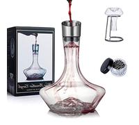 NEW PACIFIC YOUYAH Carafe à Décanter Iceberg avec Filtre Aérateur, Support de Séchage et Billes de Nettoyage, Cadeau de Vin Rouge, Verre en Cristal sans Plomb Soufflé à la Main à 100%