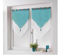 New paire pompon passants 2 x 60 x 120 cm voile bicolore azur Blanc/Bleu
