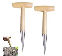 New Plant Hole Digger,Hand Dibbers Garden Tool,Bulb Hand Dibbler Gardening Tool,T Wooden Handheld Garden Seed Dispenser,for All Vegetable Fruit Flower Seeds (2pcs)