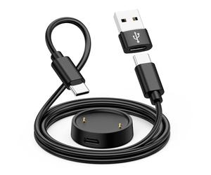 NEW POW USB C Câble de Charge Montre Connectée pour Amazfit Active 2/Amazfit Bip 6 Chargeur de Recharge USB C Portable pour Amazfit Smartwatch avec Câble Type-C de 1 M, Adaptateur de USB A, 1PCS