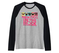 New Pugs on The Block Funny Pug Owner Pop Culture Gift Manche Raglan
