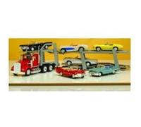 New ray - 15215 bss - véhicule miniature - modèle à léchelle - camion américain transport auto + 3 voitures vintage - echelle 1 G