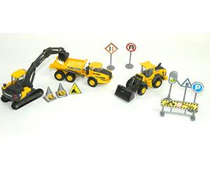 New Ray - Coffret 3 Engins de Chantier Volvo + Accessoires Window Box Camion Miniature - 33063 Ass