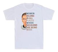 New RBG Ruth Bader Women Belong in All Places Vintage Men's T-Shirt Cotton Tee White XXL