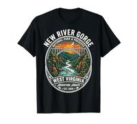 New River Gorge West Virginia Rafting Adventure Emblème rétro T-Shirt