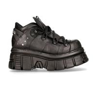 New Rock 106N-S52 Tour Chaussures Noir Métallique Cuir Motard Punk Gothic Bottes