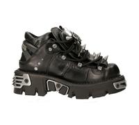 New Rock 110-S1 Unisexe Noir 100% Cuir Rock Gothique Emo Clou Bas Bottes Motard