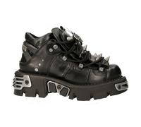New Rock 110-S1 Unisexe Noir Bottes Cuir Gothique Emo Clou Bas Motard