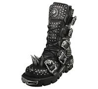 Bottines Métalliques New Rock - cuir Noir Argent, Unisexe - 45 EU