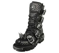 New Rock Boot Metallic M-1535-s1 Mixte adulte Noir Argent Bottes Plate - 44 EU