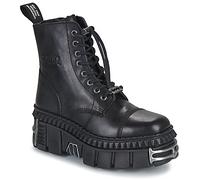 New Rock Bottine militaire WALL M-WALL083CCT-S9 cuir bovin acier noir, plateforme renforcée Taille 41