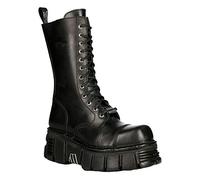 New Rock Boots M-MILI211C-C1 Unisexe Militaire Métallisé Noir Lacets 100% Cuir Techno Motard 11