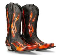 New Rock Boots Unisexe Punk Gothic Bottes - Style 7921 S2 Rouge & Noir