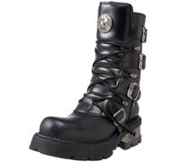 New Rock Botte Metallic M.373-S1 pour unisexe en cuir noir, plateforme 4 cm, talon 6 cm, style punk gothique avec système de fermeture mixte TAILLE 45