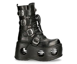 New Rock Bottes 373-S2 Plateforme Unisexe Cuir Noir Métallisé Goth Neptuno Space 8