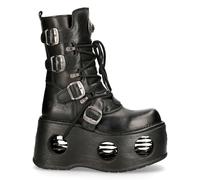 New Rock Bottes 373-S2 Unisexe Noir Métallique Plateforme Cuir Gothique Neptuno