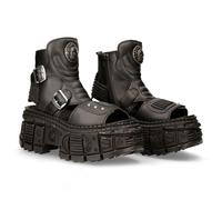 New Rock Bottes BIOS106-V3 Noir Vegan Cuir Unisexe Plateforme Sandale Biker Goth