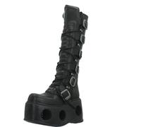 New Rock Bottes Gothiques Montantes en Cuir Noir Métallisé M-272-S2 Neptuno