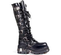 New Rock Bottes hautes cuir noir fermeture éclair 272 style punk emo gothique boucle métallique