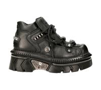 New Rock Bottes M-215-S6 Unisexe Noir Métallique 100% Cuir Goth Techno Motard