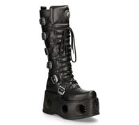 New Rock Bottes M-272-S2 Unisex Mi-Mollet Métallisées Plateforme Goth