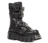 New Rock Bottes M-422-S1 Unisexe Noir Métallique Plateforme Cuir Gothique Bottes