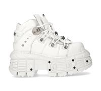 New Rock Bottes M-TANK106-C1 Unisexe Blanc 100% Cuir Gothique Plateforme Punk