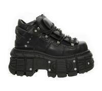 New Rock Bottes M-TANK106-C2 Unisexe Noir Métallique 100% Cuir Goth Plateforme