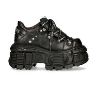 New Rock Bottes M-TANK120N Unisexe Noir 100% Cuir Gothique Plateforme Punk Métal